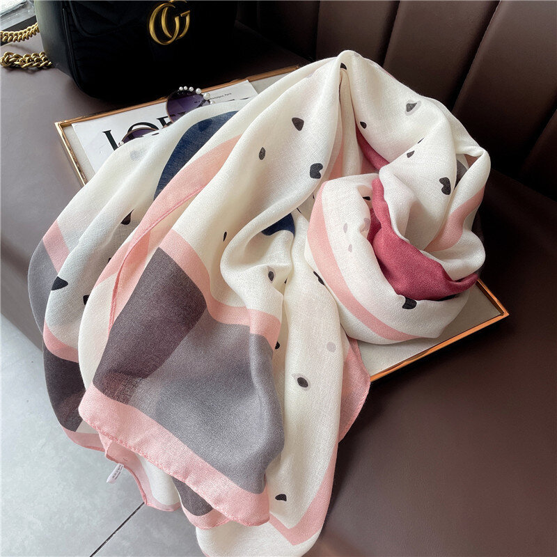 180X90cm Fashion Spring and Autumn Scarf Women's Cotton and Linen Dual-purpose All-match Thin Winter Silk Scarf Long Gauze Scarf