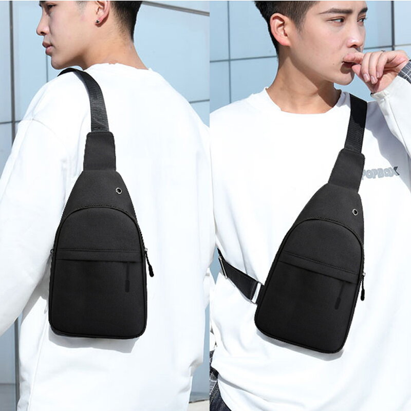 Men Crossbody Chest Bag Fashion Backpack Shoulder Bags with USB Charging Port Sling Side Travel Messenger Canvas Pack Handbags