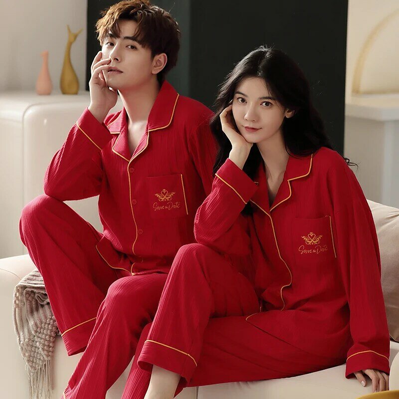 2023 autunno coppia pigiama in cotone set stampa cartone animato pigiameria per donna uomo pigiameria primavera Casual Homewear Sleep Lounge