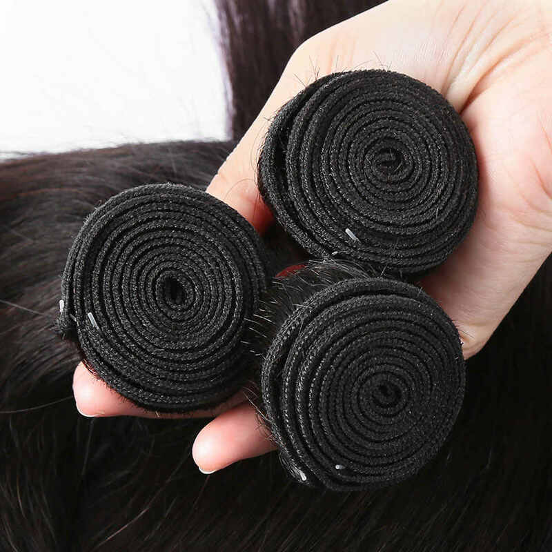 Bundel rambut manusia lurus Brasil jalinan rambut alami 1/3/4 bundel Deal 8-32 inci bundel mesin ekstensi rambut Wef ganda
