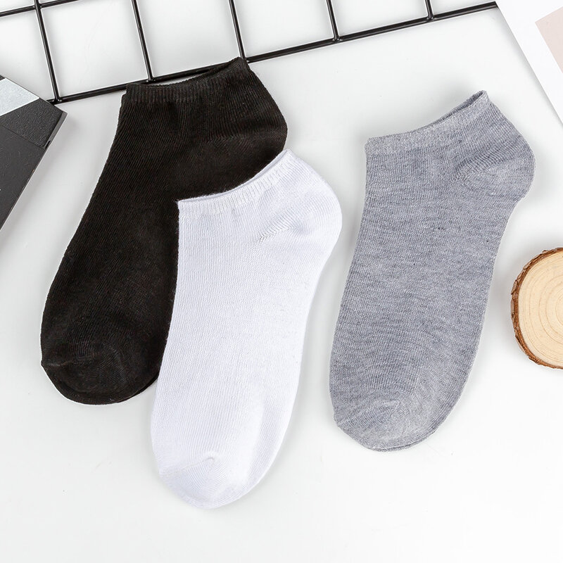 5Pairs Low Cut Men Ankle Socks Solid Color Black White Gray Invisible Breathable Cotton Sports Socks Male Short Socks Women Men