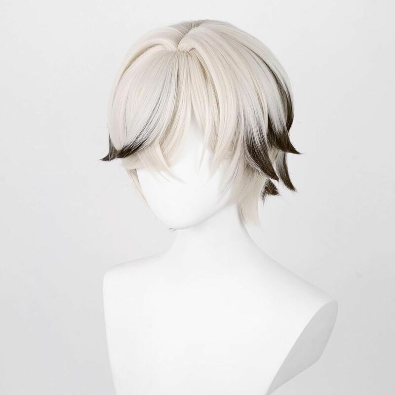 Wig Anime wig cos warna campuran dua warna rambut pendek wig sintetik anak laki-laki rambut Cosplay sintetis