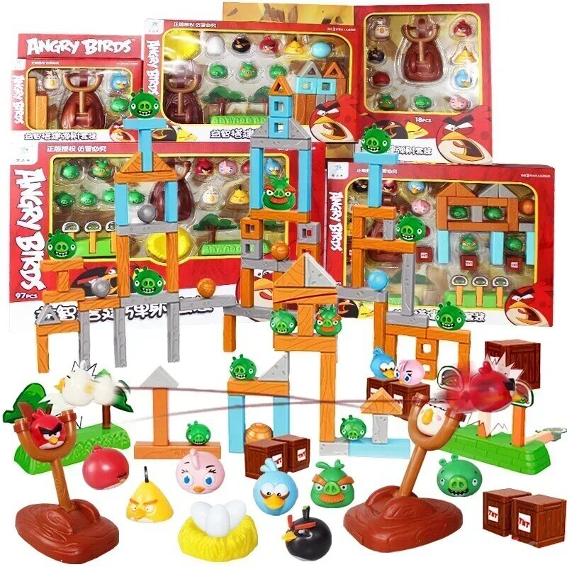 Anime Game Lovely Angrys Figure Red Chuck Bomb Piggies Bird Toy Catapult Combo Space Building Block Cute Children Present