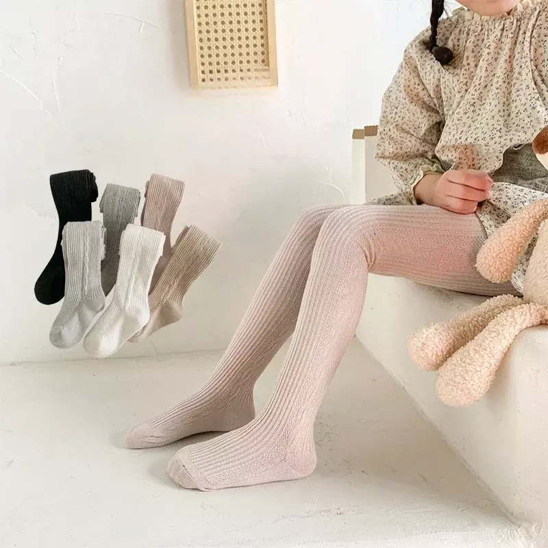 2023 Spring Autumn Baby Tights for 0-9Yrs Girl Ribbed Stockings Knitted Dance Pantyhose High Waist Children Pants Cheap Stuff