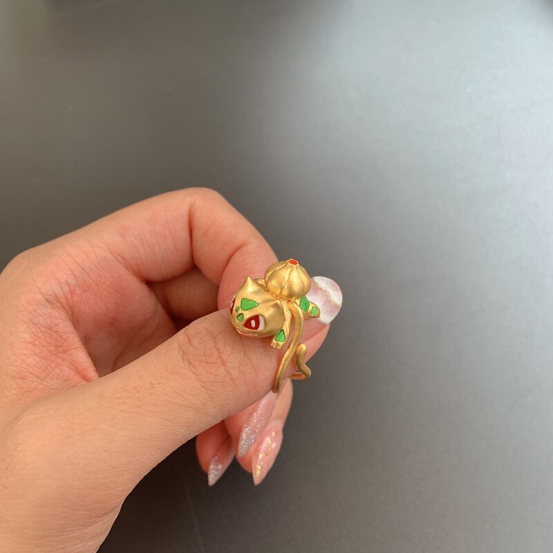 2022 포켓몬 애니메이션 피규어 불바사우르 반지, 장식 액세서리 입상 반지 쥬얼리 피아추 인형 모델 완구 어린이 선물