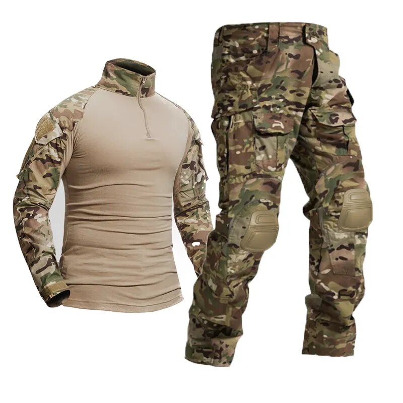Airsoft Paintball abbigliamento da lavoro uniforme da tiro militare Tactical Combat Camouflage Shirts Cargo ginocchiere pantaloni abiti militari