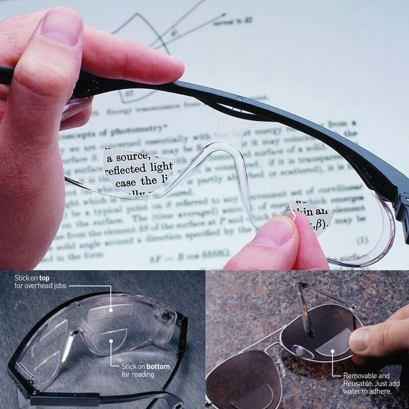 재사용 가능한 스틱 온 이중 초점 렌즈, 이중 초점, 액체 확대 독서 안경, 선글라스, 안전 고글, 다이빙 안경, 2 개