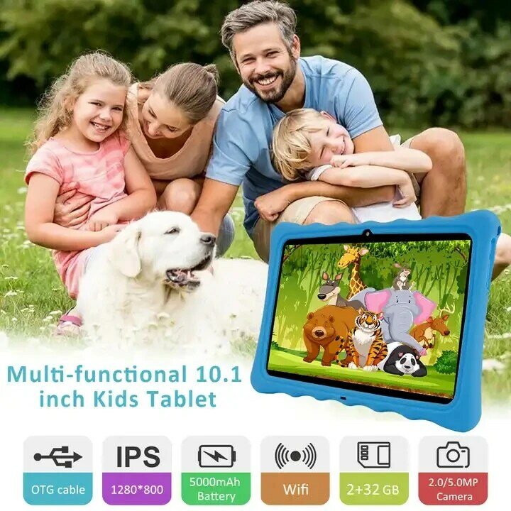 Tela IPS Tablet Educacional para Crianças, Android 10.0, Chamadas de vídeo, Chamada telefônica, Wi-Fi, Bluetooth, Play Store, 10,1 polegadas, Presente