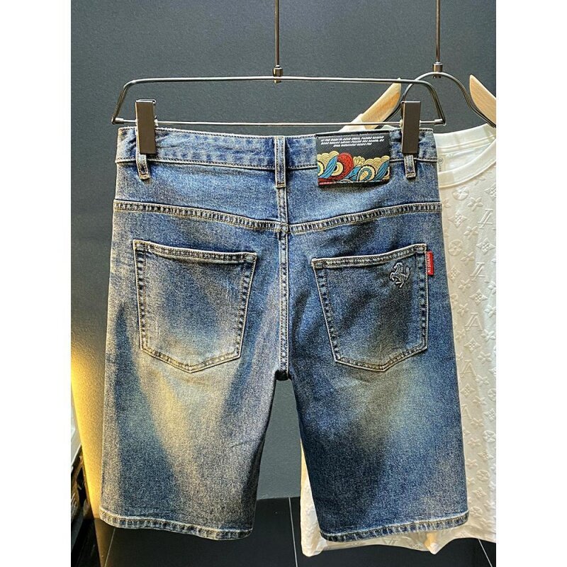 Klassieke Minimalistische En Veelzijdige Casual Denim Shorts Heren Zomer Slim Mode Trendy Straight Losse Comfortabele 5-Inch Jeans