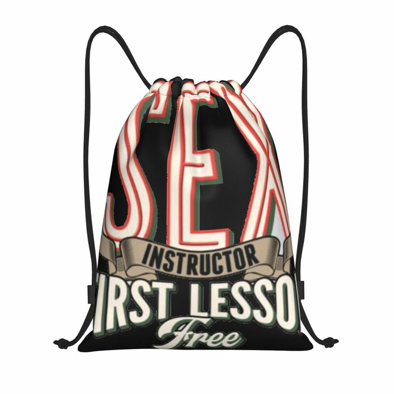 Adult Certified Sex Instructor First Lesson Free Funny Portable Drawstring Bags Backpack Storage Bags Outdoor Sports Traveling