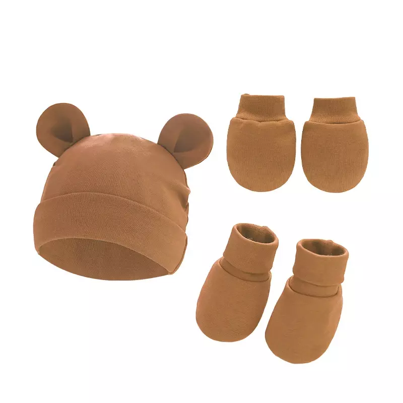 Conjunto de chapéu e luvas para recém-nascido, chapéu e luvas, chapéu com forma de orelha, acessórios de fotografia, presente para bebê
