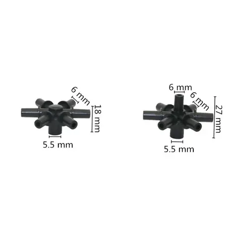 6mm 5-cara, 6-way,7-way splitter dengan 1/2 inci pria benang rumah kaca taman pendingin kabut konektor nozzle 5 buah