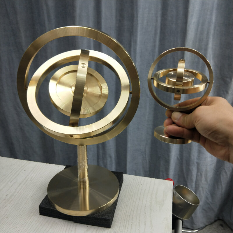 Giroscopio mecánico de latón, diseño de giroscopio de gran tamaño, estudiante de ciencia y tecnología, Ley de Conservación de impulso angular