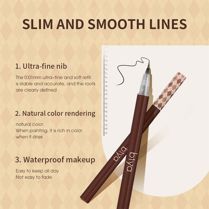 1PC Water Eyebrow Pencil Brow Enhancers Waterproof Long-lasting Eyeliner Lying Silkworm Ultra Fine Brown Eyebrows Pen Makeup