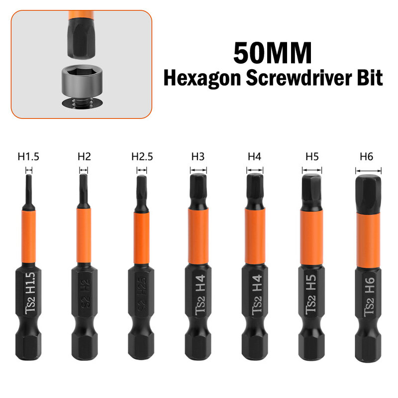 50Mm Magnetische Hex Shank Schroevendraaier Bit H1.5 H2.5 H3.0 H4 H5 H6 Quick-Change Impact Driver Power Boor manual Hand Tool