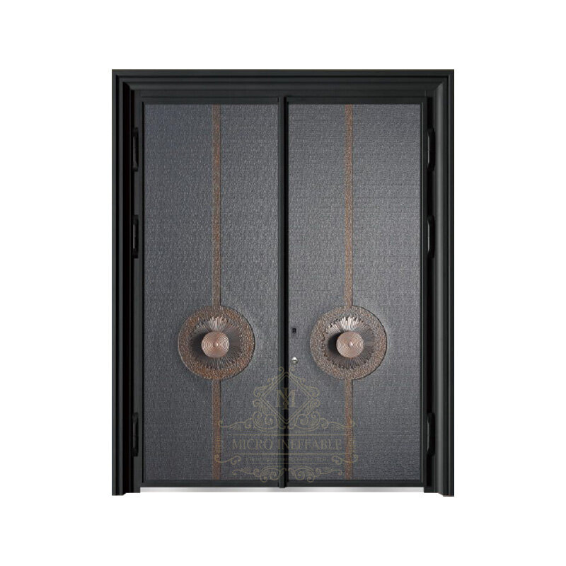 باب مزدوج مقاوم للرصاص للفيلا ، مدخل أمان من الألومنيوم المصبوب ، تصميم فاخر