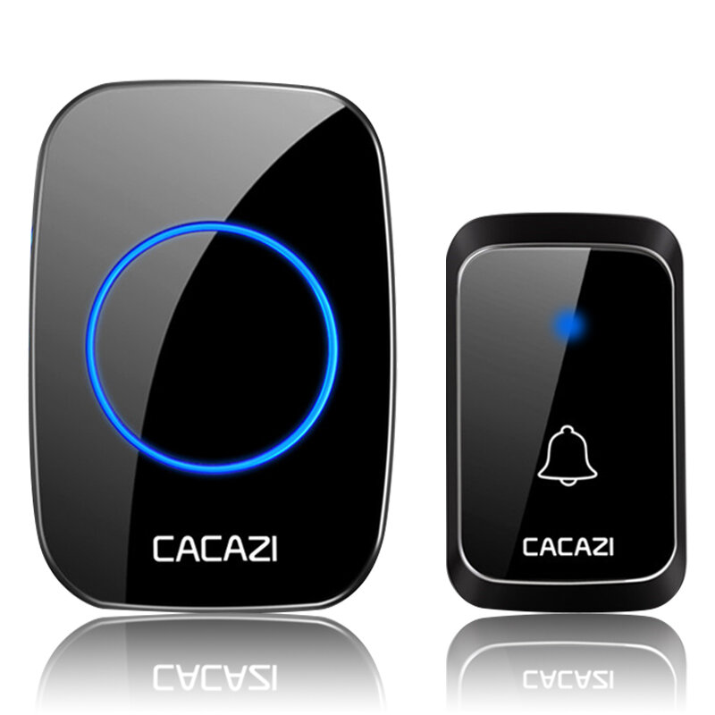 Беспроводной водонепроницаемый дверной звонок CACAZI A06 с питанием от аккумулятора постоянного тока, дистанционное управление на расстоянии 300 м, 36 музыкальных беспроводных домашних звонков