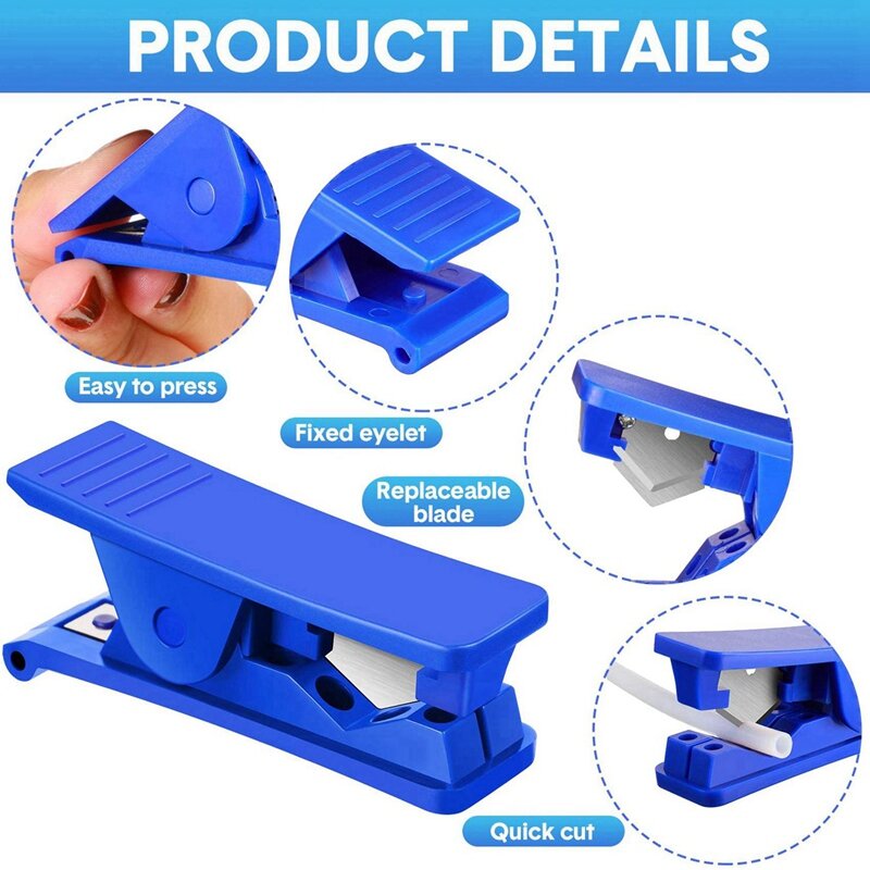 PVCプラスチックチューブとホース用の青いパイプカッター,6個,最大3/4インチのodチューブをカット