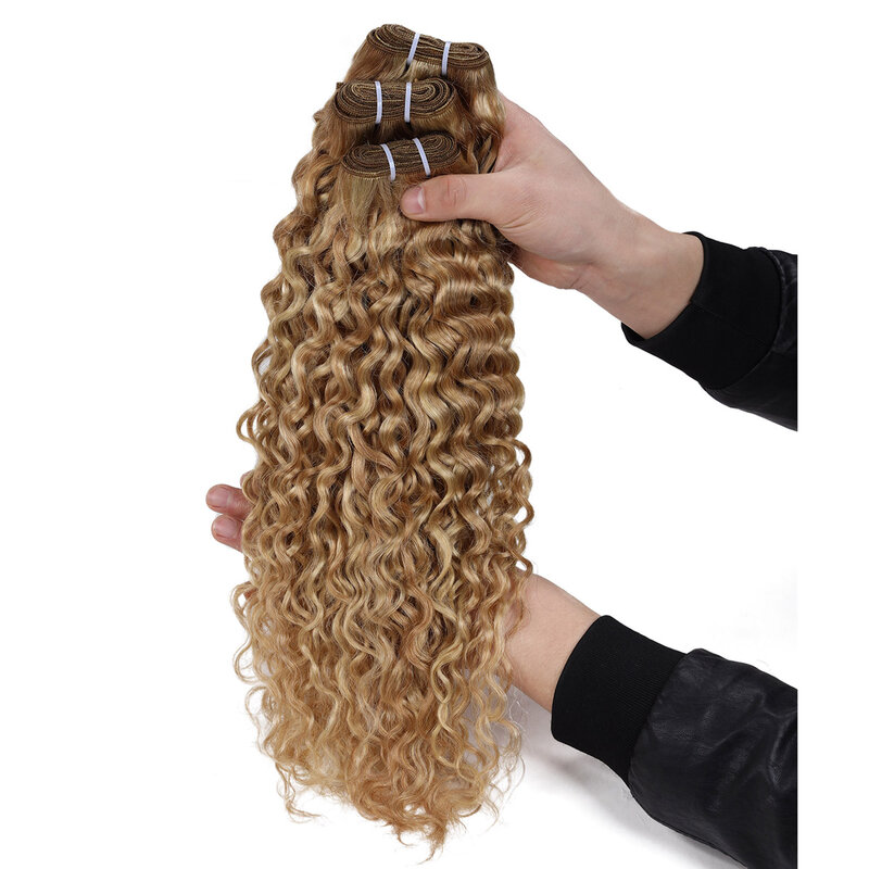 Real Beauty Ombre Water Wave Extensões de cabelo humano, 2 Tone, Remy, Curly, Weave Bundles, Auburn Peruvian Hairpiece, P27, 613, 12 "-24"