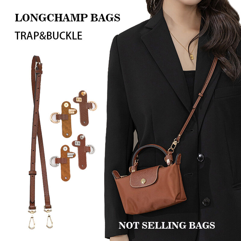 Couro genuíno Bolsa de Ombro, Acessórios de Transformação para Longchamp Mini Bag, Conversão Hang Buckle, Sem Soco