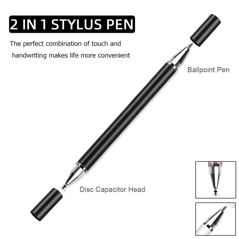 2 NI 1 pena telepon Universal, pena tulis Stylus Universal untuk apple Android IOS Tablet pensil untuk ponsel Huawei Xiaomi