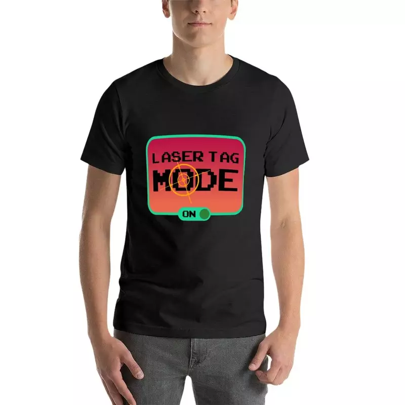 Camiseta de algodón personalizada para hombres, ropa de anime, regalo para jugadores de etiqueta láser, modo divertido en etiqueta láser, fiesta de cumpleaños