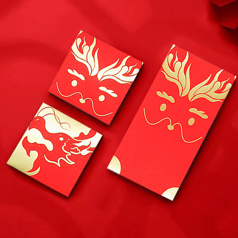 Sobres Rojos de dragón Hongbao para año nuevo, paquete de dinero de la suerte, bolsa de regalo creativa, Festival de Primavera, 10 piezas, 2024