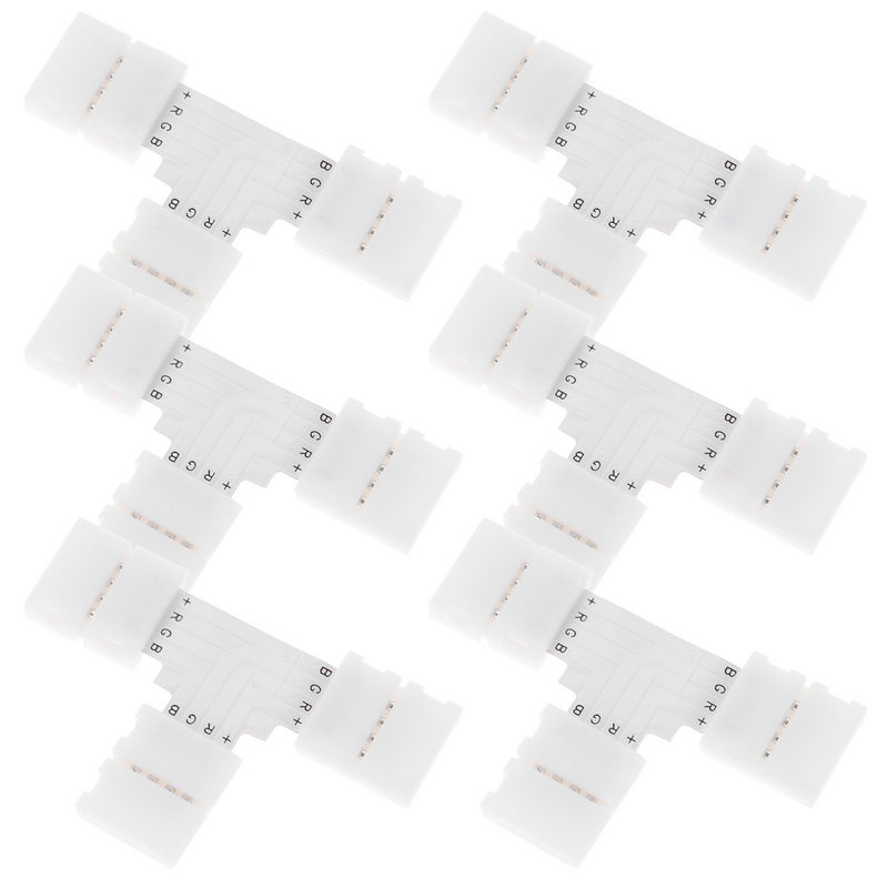 Connecteurs sans soudure en forme de L pour bande lumineuse, LED Cave, 4 broches, 10mm, 5050RGB, 6 pièces