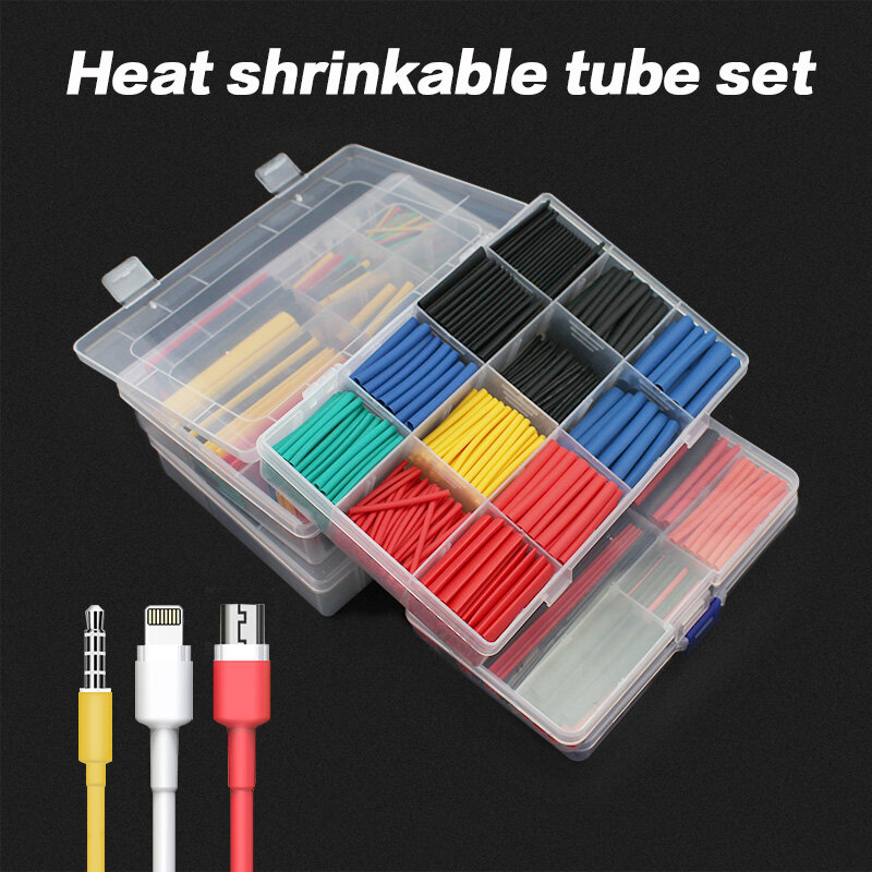 KIT de envoltura termoretráctil de Tubo termorretráctil, paquete surtido de tubos termorretráctiles, manguito de aislamiento de Cable de alambre, bricolaje