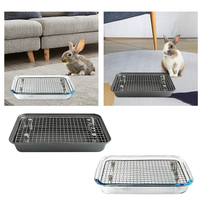 Small Animal Cage Toilet with Grid Easy to Clean Litter Toilet Bunny Toilet for Rabbit Ferret Bunny Hamster Other Animals