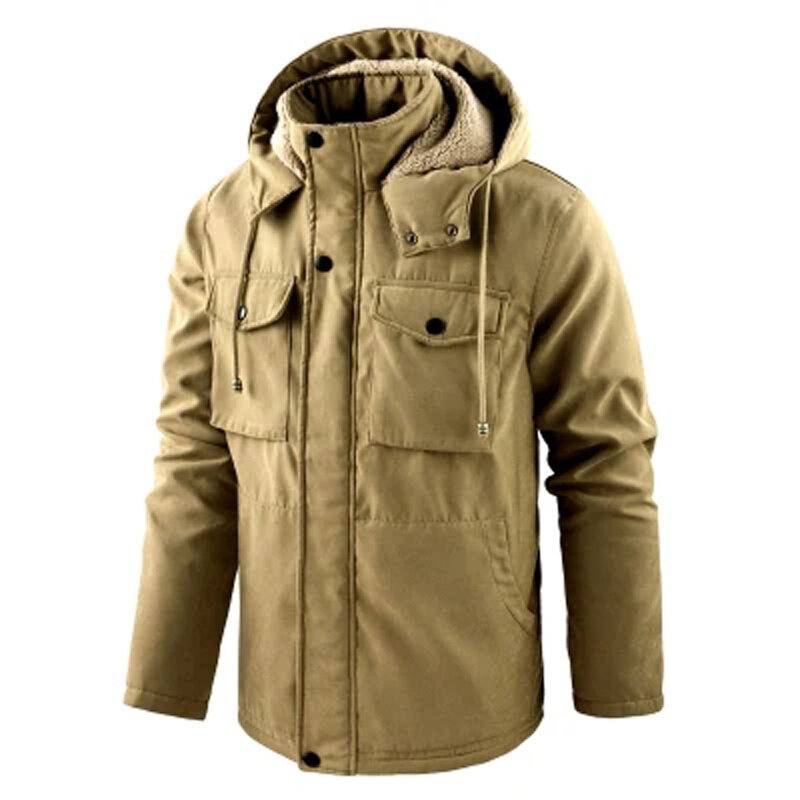 Зимняя мужская куртка, утолщенная флисовая куртка, Мужская Уличная ветровка, парка, пальто, отстегивающаяся толстовка с хлопковой подкладкой, мужская одежда