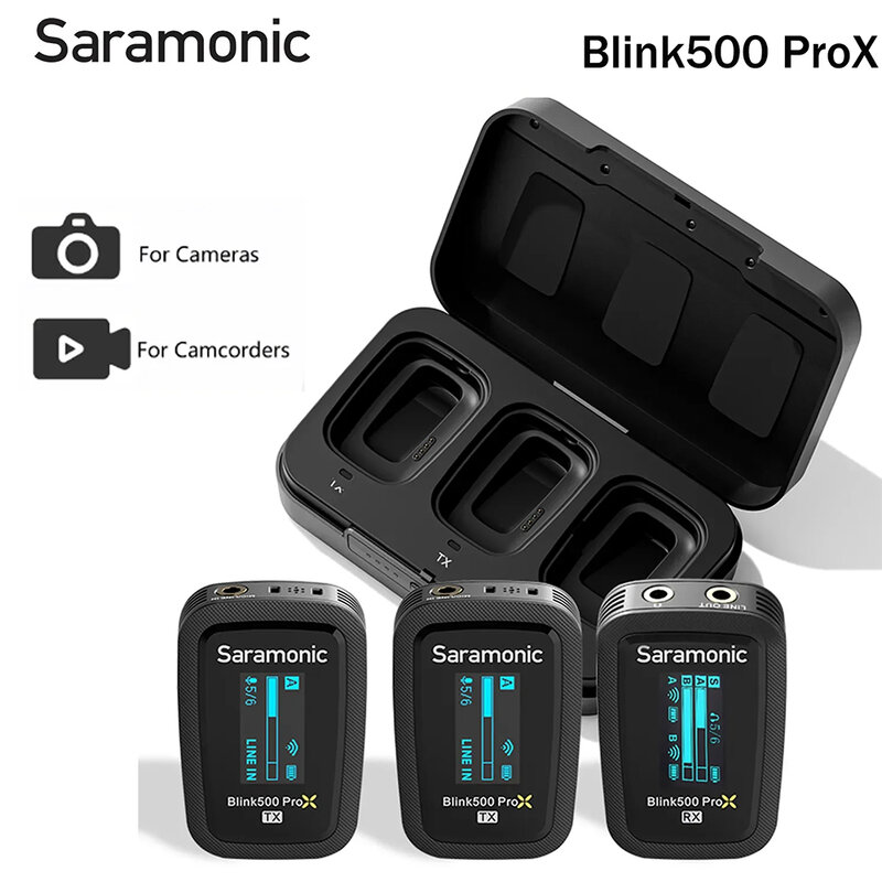 Saramonic-Micrófono de solapa Blink500 ProX, inalámbrico, Lavalier, para iPhone, Android, Smartphone, cámara DSLR, Youtube, grabación en Streaming