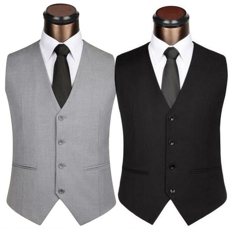 2020 The New Dress Vests For Men Solid Color Single-breasted Slim-fit Mens Suit Vest Male Waistcoat Gilet Homme Casual Sleeveles