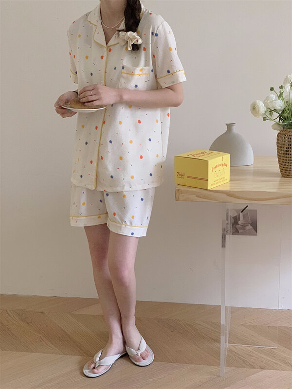 Süßes Pyjama-Set, zweiteiliger Pyjama für Frauen, Dame, Prinzessin, Pyjama-Set, Kurzarm, kurze Hosen Set Pyjamas