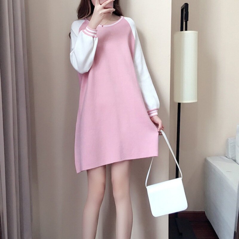 여성용 캐주얼 하라주쿠 드레스, 긴팔 원피스, 미적 의류, 한국 패션
