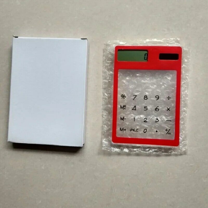 Mini calcolatrice trasparente con dispositivo Touchpad elettrico a energia solare di colore trasparente per bambini della scuola degli studenti dell'ufficio età 7-12 regalo