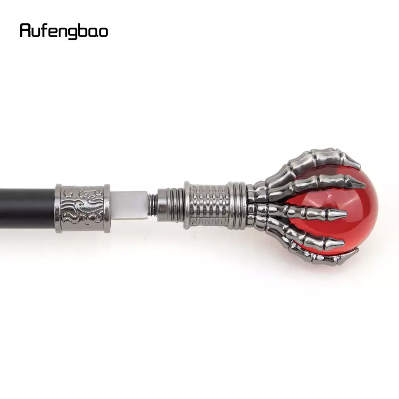 Red Glass Ball Single Joint Walking Stick with Hidden Plate Self Defense Fashion Cane Plate Cosplay Crosier Stick 93cm