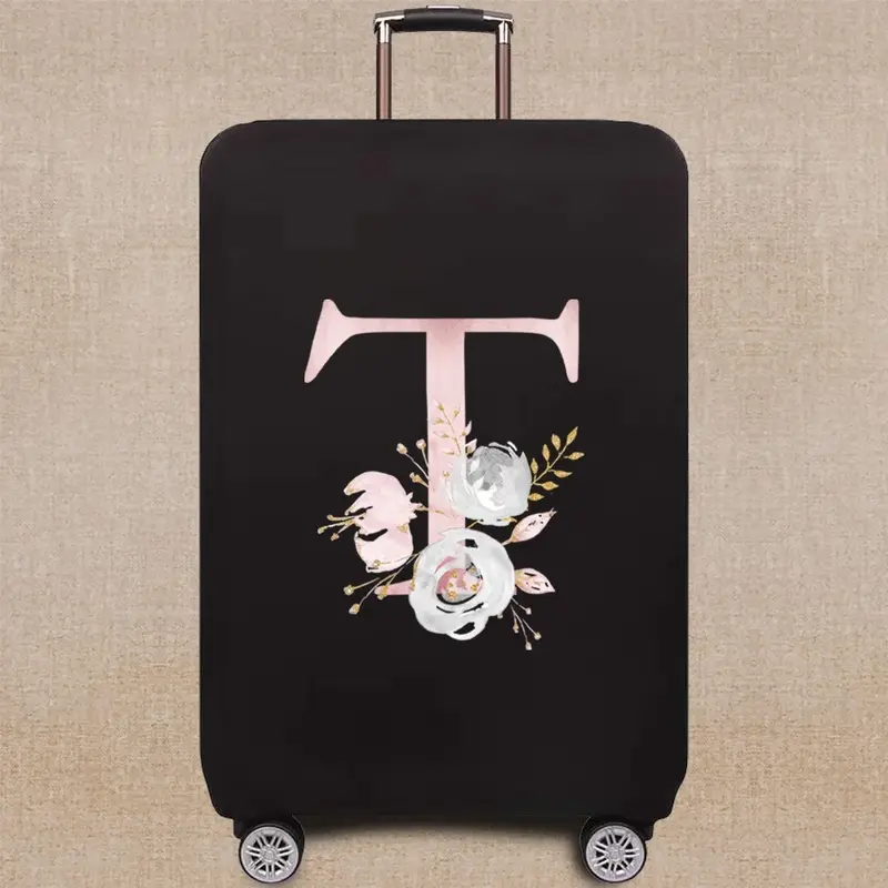 Дорожный Чехол для чемодана, защитный чехол для чемодана 18- 28 дюймов, с рисунком в виде розовых цветов и надписей