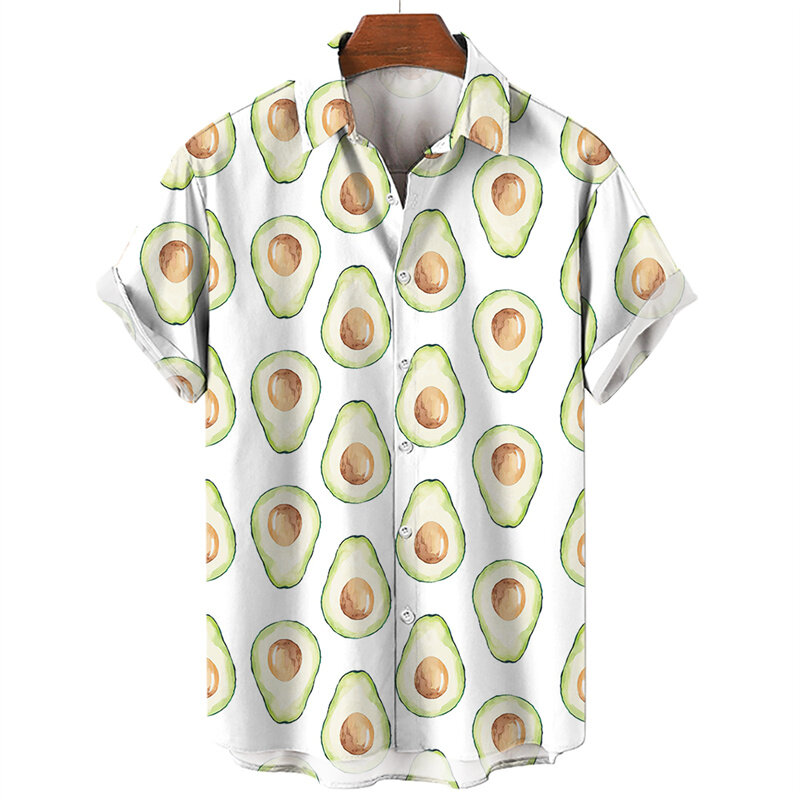 Camisa hawaiana con estampado 3D de piña, limón, fruta de la Pasión, camisas de coco, Tops de manga corta de verano, blusa informal de calle de gran tamaño