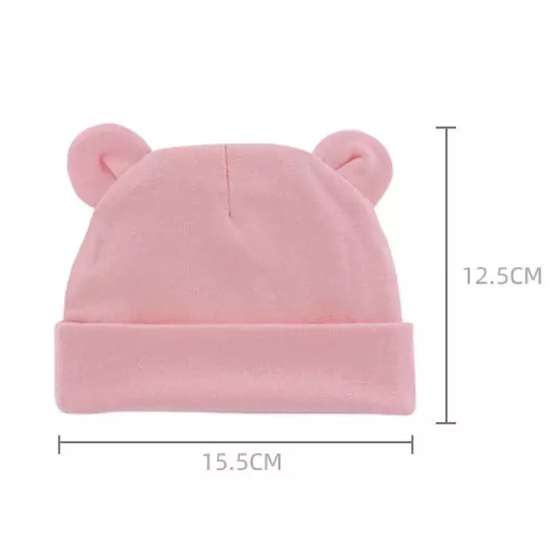 Jesienno-zimowe czapka dla niemowląt wygodne czapki w jednolitym kolorze urocze w kształcie ucha czapka bawełniana rekwizyty fotograficzne dla noworodków 0-1 dla niemowląt
