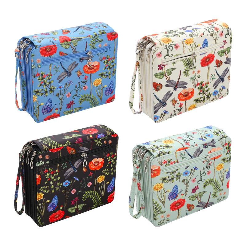 Watercolor Bag 120 Slot with Zipper Closure 3 Layer Fabric Portable Colored Pencil Case for Office Travel School Adults Student