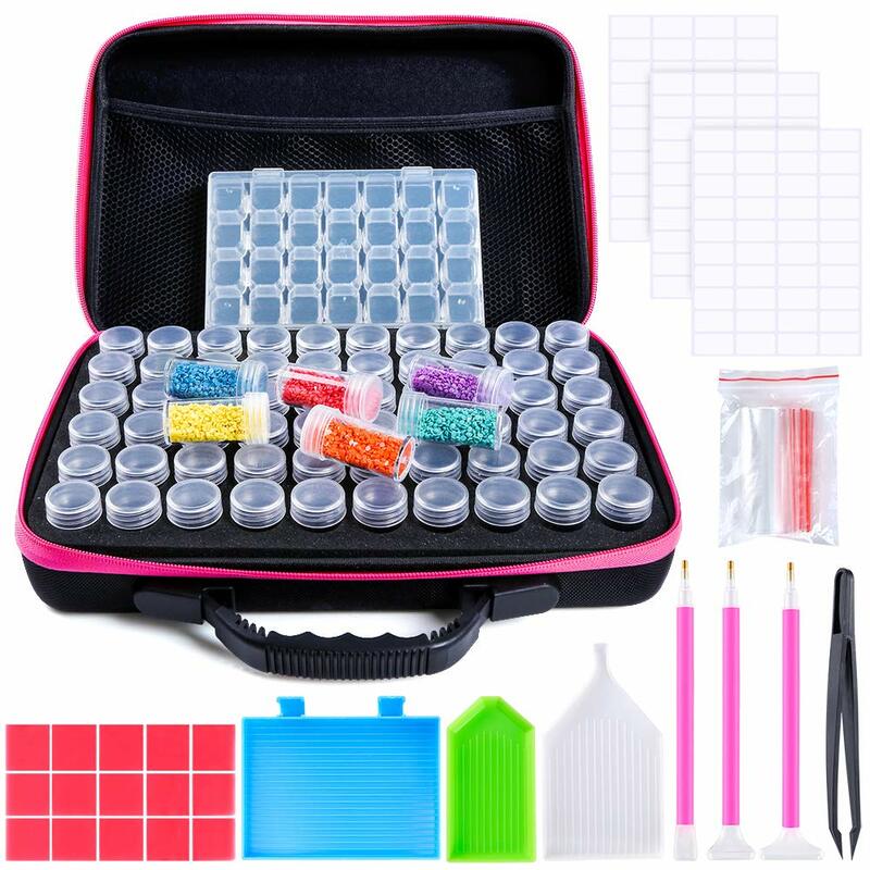 Diamond Painting  Accessory Case Tool  60 Bottles Organizer with tool kit pen tray glue