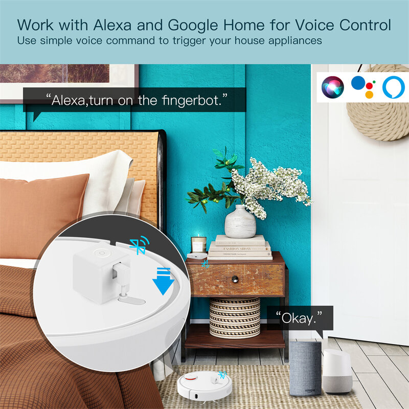MOES Tuya inteligentny Bluetooth Fingerbot przełącznik przycisk Pusher inteligentne życie App sterowanie głosem przez Alexa, asystent Google