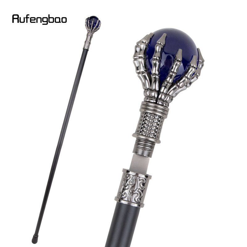 Blue Glass Ball Single Joint Walking Stick with Hidden Plate Self Defense Fashion Cane Plate Cosplay Crosier Stick 93cm