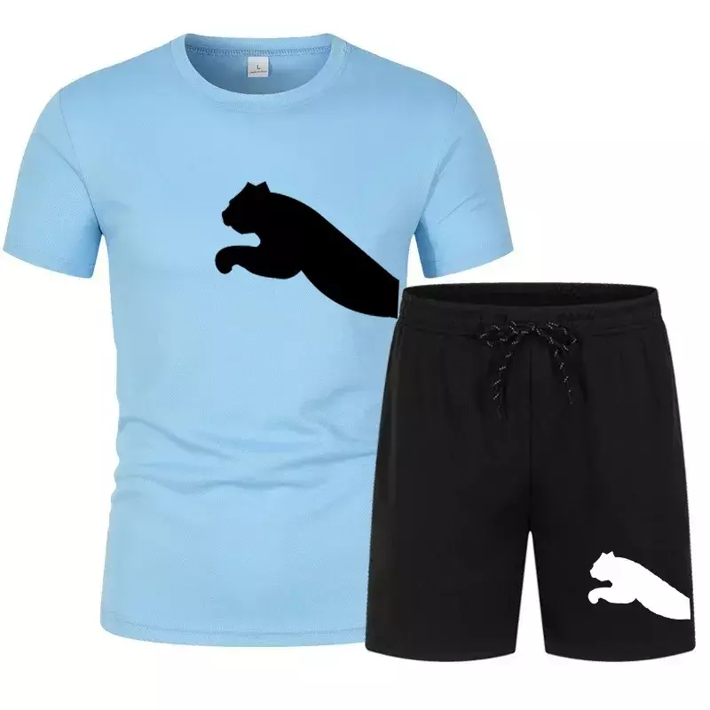 2024 nowa męska strój sportowy kostium na lato męska strój do fitnessu koszulka z krótkim rękawem + szorty szybkoschnący kombinezon 2 zestawy