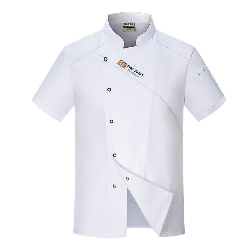 Macacão de manga curta respirável masculino, confortável uniforme de chef, plus size, apto para jantar, cozinha, assar, hotel, novo