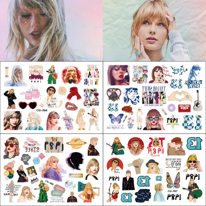 Singer Taylor Swift Thema Tattoo Stickers Tijdelijke Tatoeages Voor Verjaardagsfeestartikelen Gunsten Schattige Tatoeages Stickers Decoratie