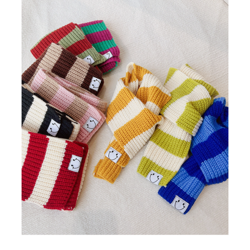 Baby Girls Boys Scarf Kids Korean Style Scarves Letter Printed Accessories Children's Knitted Bib Cotton Versatile Warm Clothing