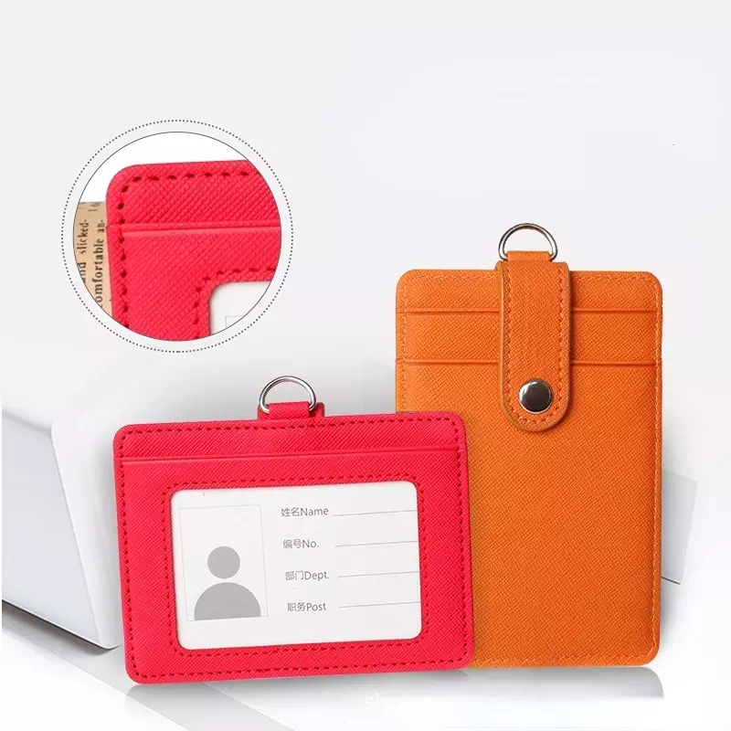 Multifuncional Card Badge Holder com cordão, PU Leather ID Lanyard, Name Tag Chaveiro, Bag Office Supplies, Moda