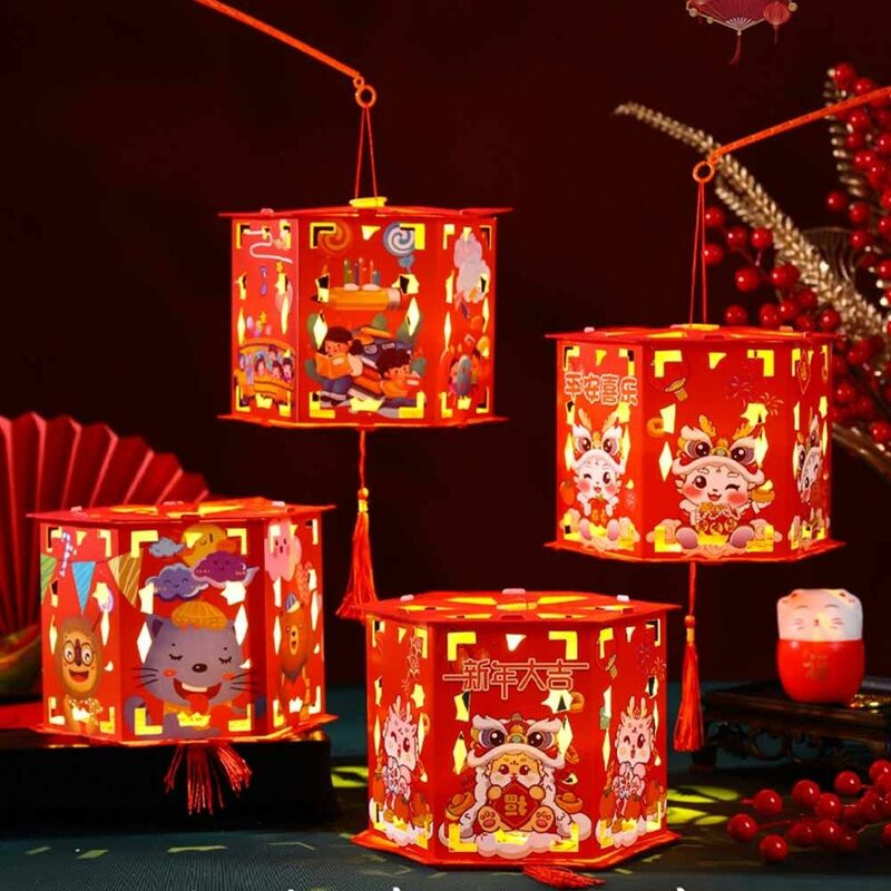 Leuchtende Neujahrs laterne DIY hand geschöpftes Papier Drachen jahr Projektions lampe chinesischen Stil Segen